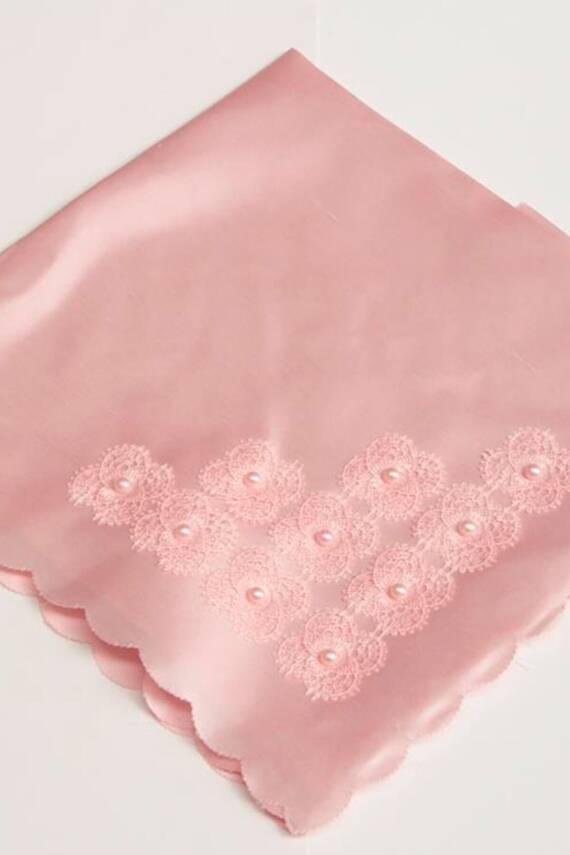 STD Incili Oya Işlemeli Bohça Pudra Klasik (Pembe) - 1